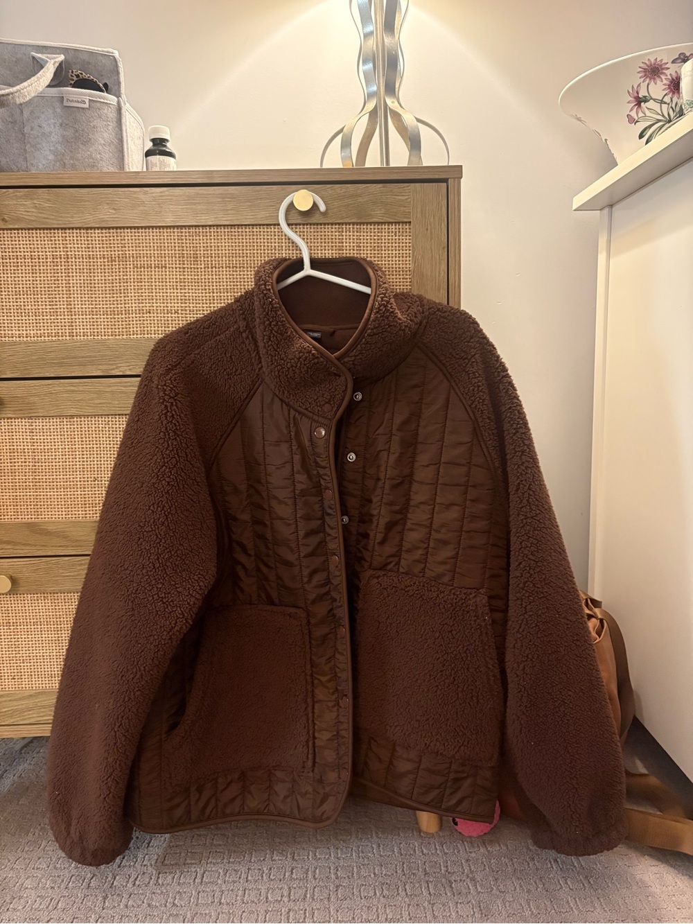 Joe Fresh Women’s Quilted & Sherpa Jacket - Brown